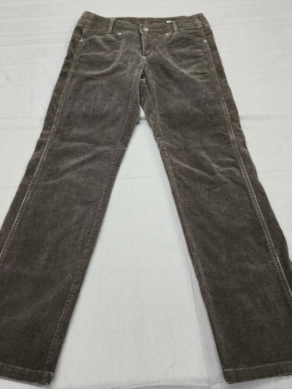 Kuhl Womens Size 8 Brown Corduroy Pants Straight Stretch Zip Pockets 32x31.5